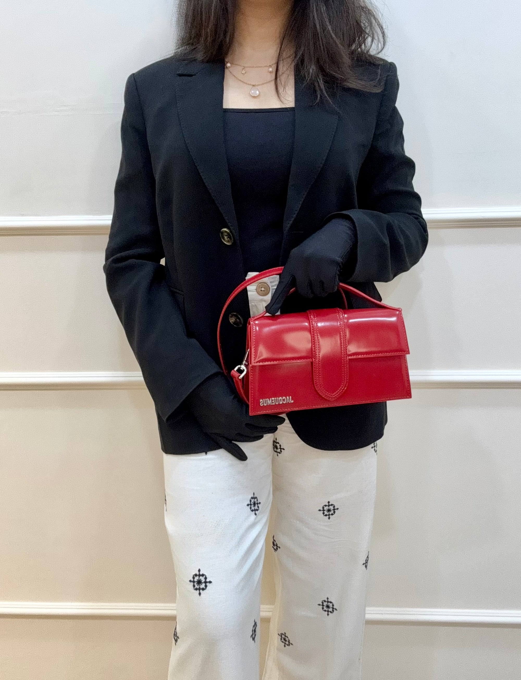 Jacquemus Red Patent Leather The Large Bambino Bag