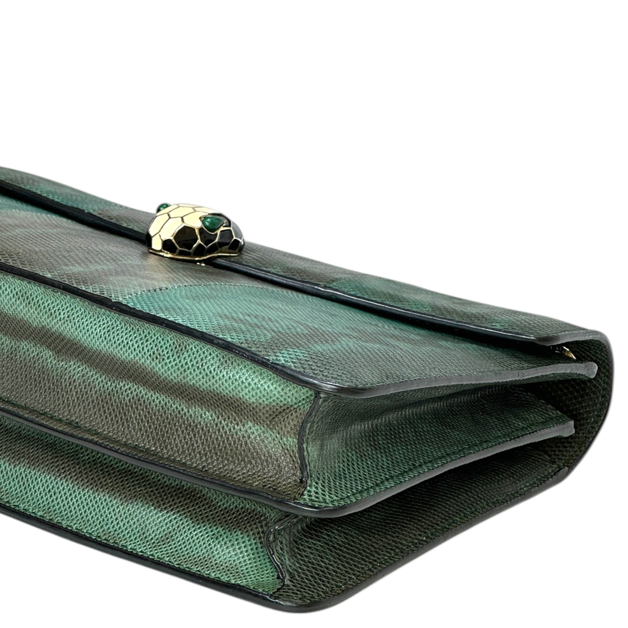 Bvlgari Serpenti Forever Shoulder Bag Green Karung Skin