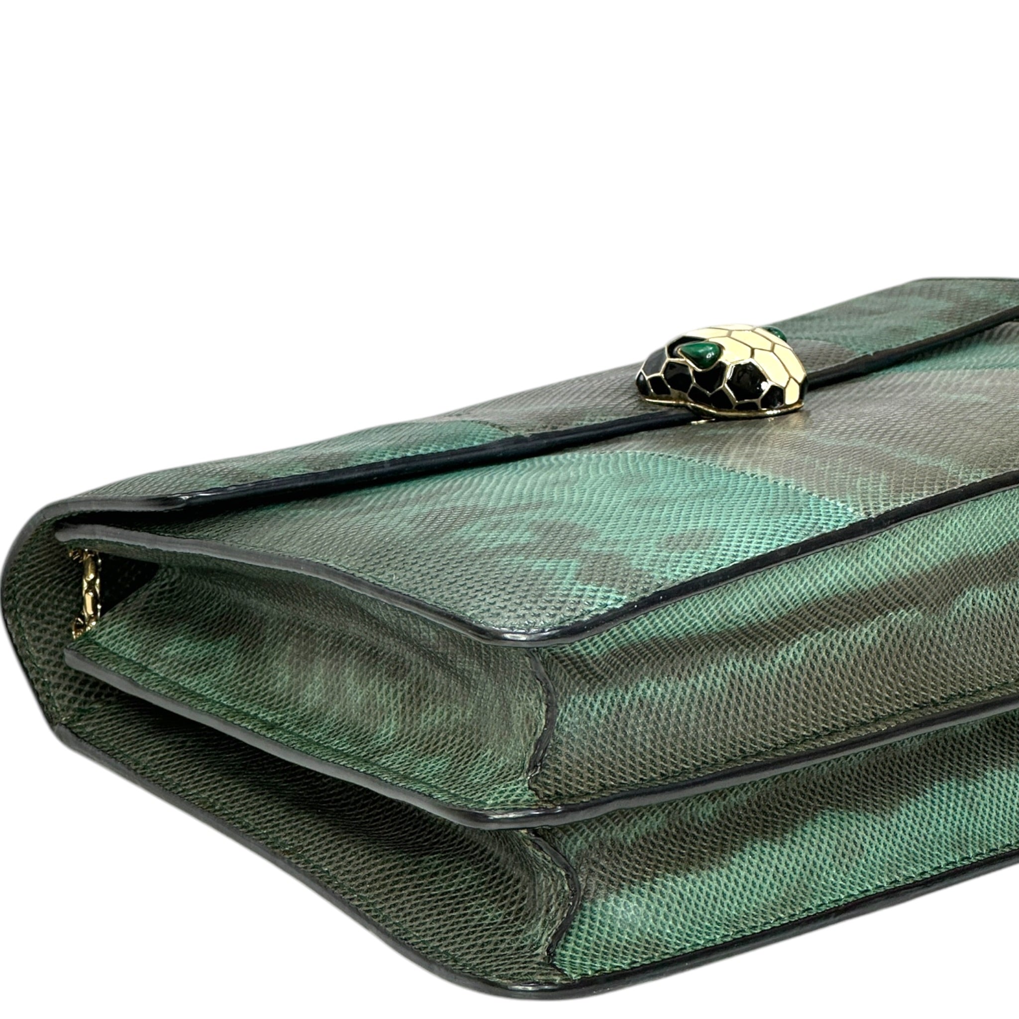 Bvlgari Serpenti Forever Shoulder Bag Green Karung Skin