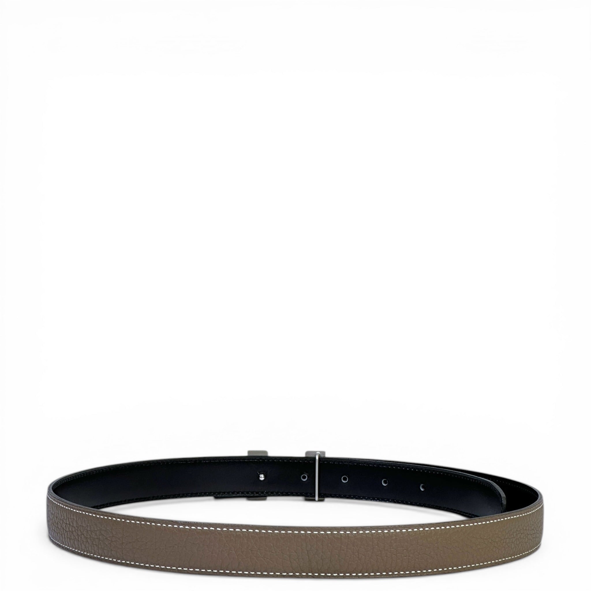 Hermès Mini Constance Buckle Reversible Belt Etain Black PHW