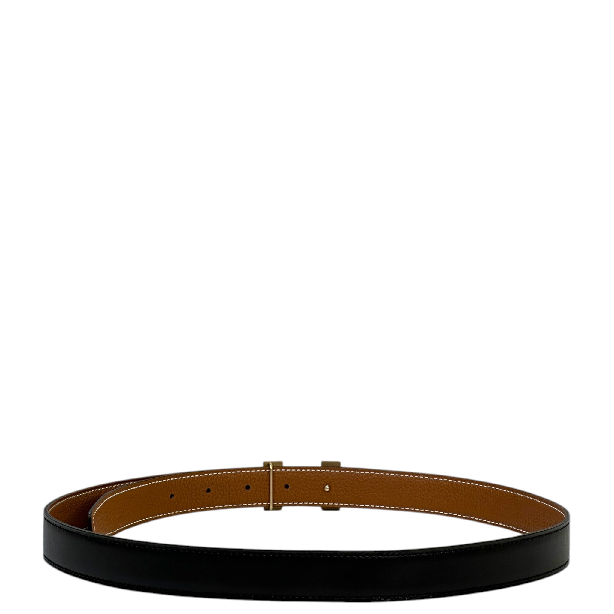 Hermès Mini H Buckle Reversible Belt Gold Black GHW