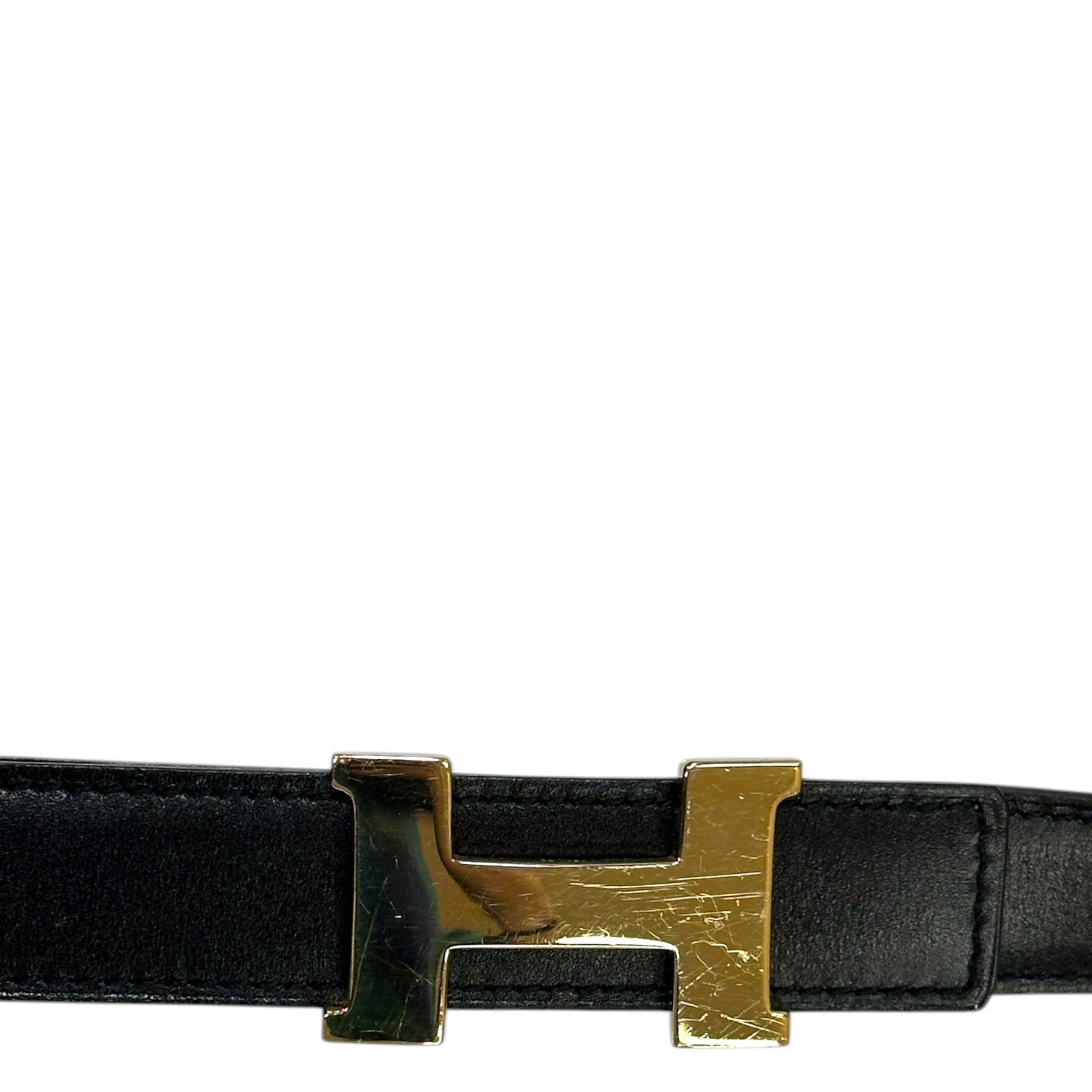 Hermès Mini H Buckle Reversible Belt Gold Black GHW