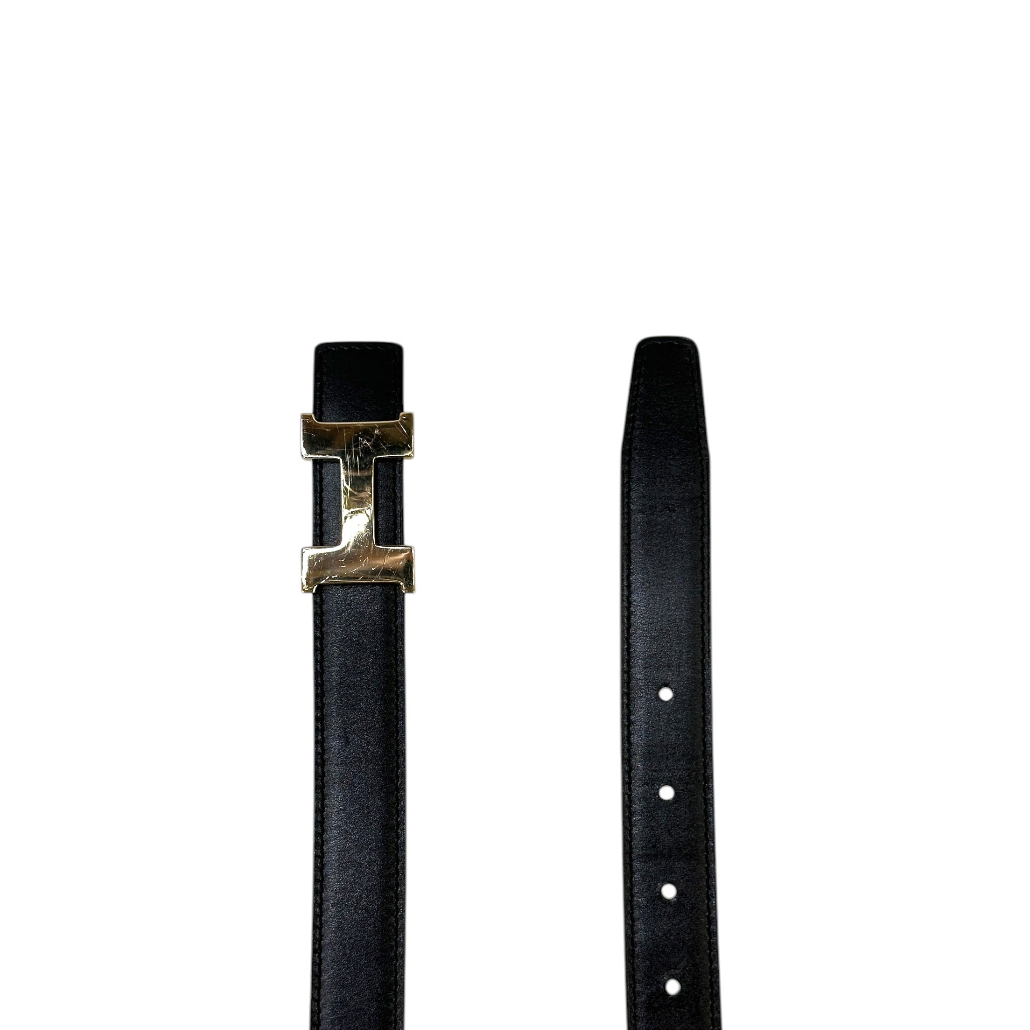 Hermès Mini H Buckle Reversible Belt Gold Black GHW