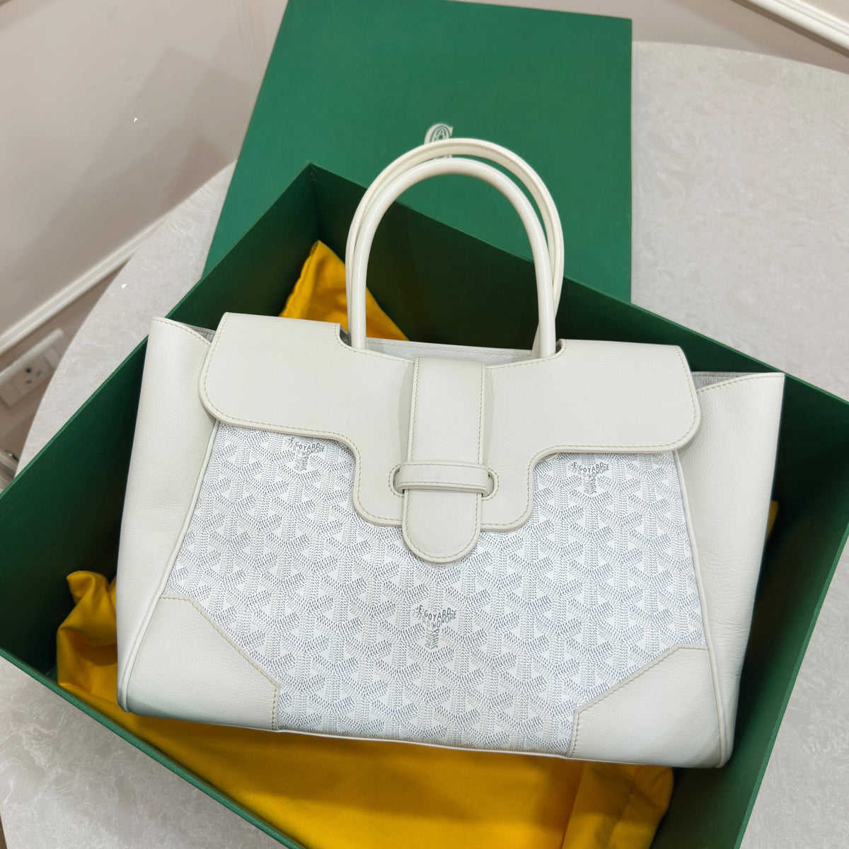 Goyard Saigon Mm medium white canvas Tote Bag