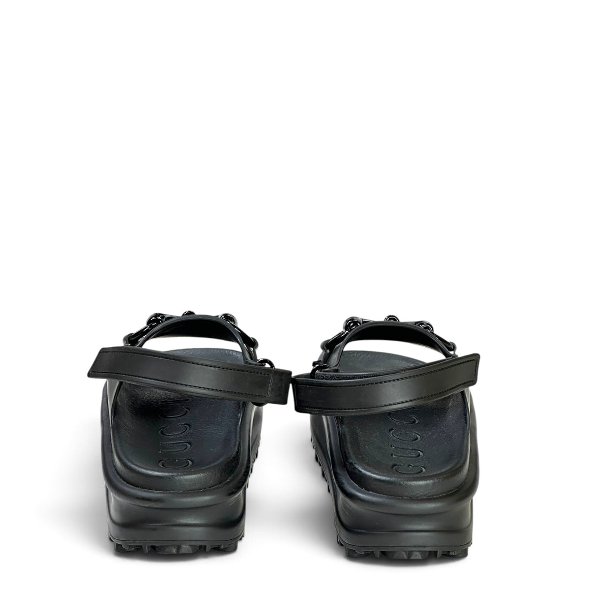 Gucci Horsebit Black Rubber Slingback Sandals