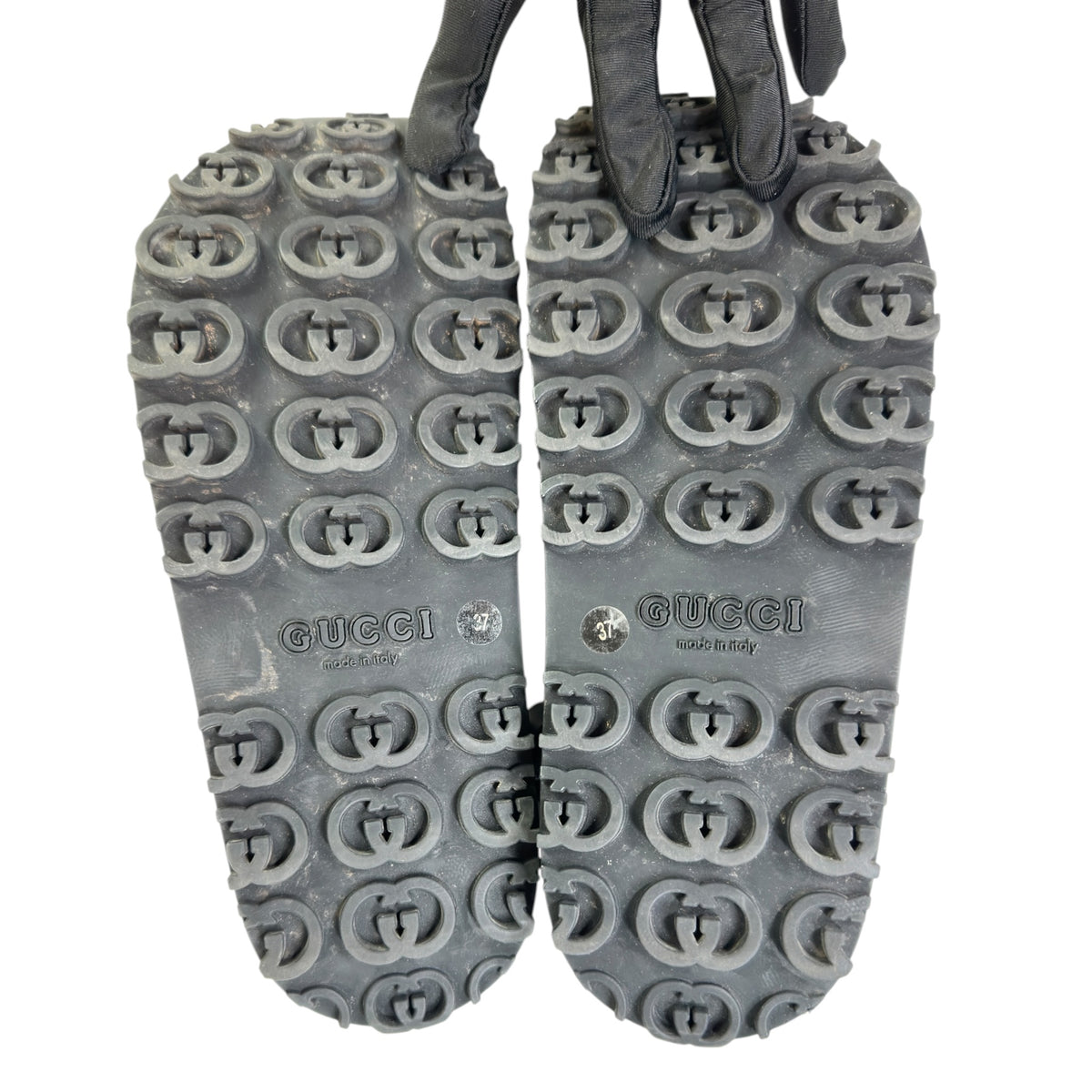 Gucci Horsebit Black Rubber Slingback Sandals