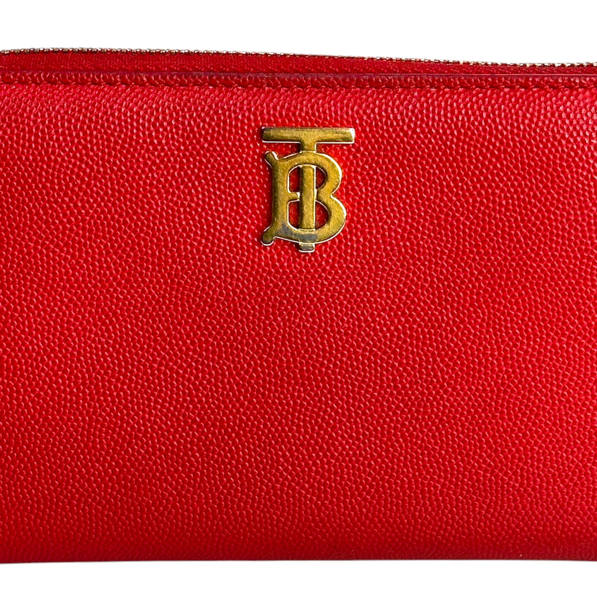 Burberry Red Leather Zip Around Long Wallet