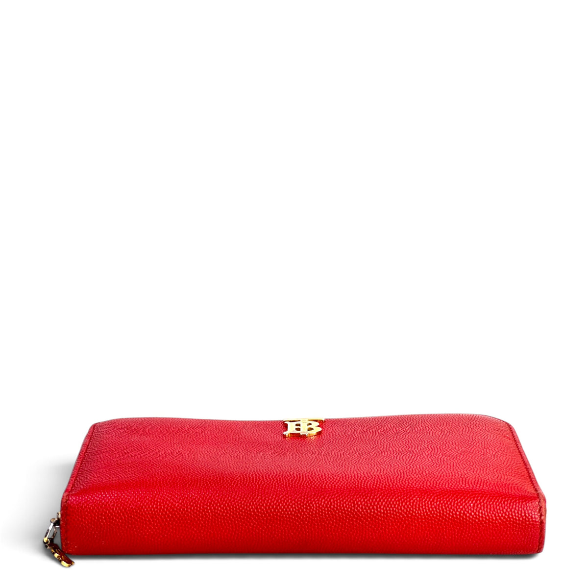 Burberry Red Leather Zip Around Long Wallet