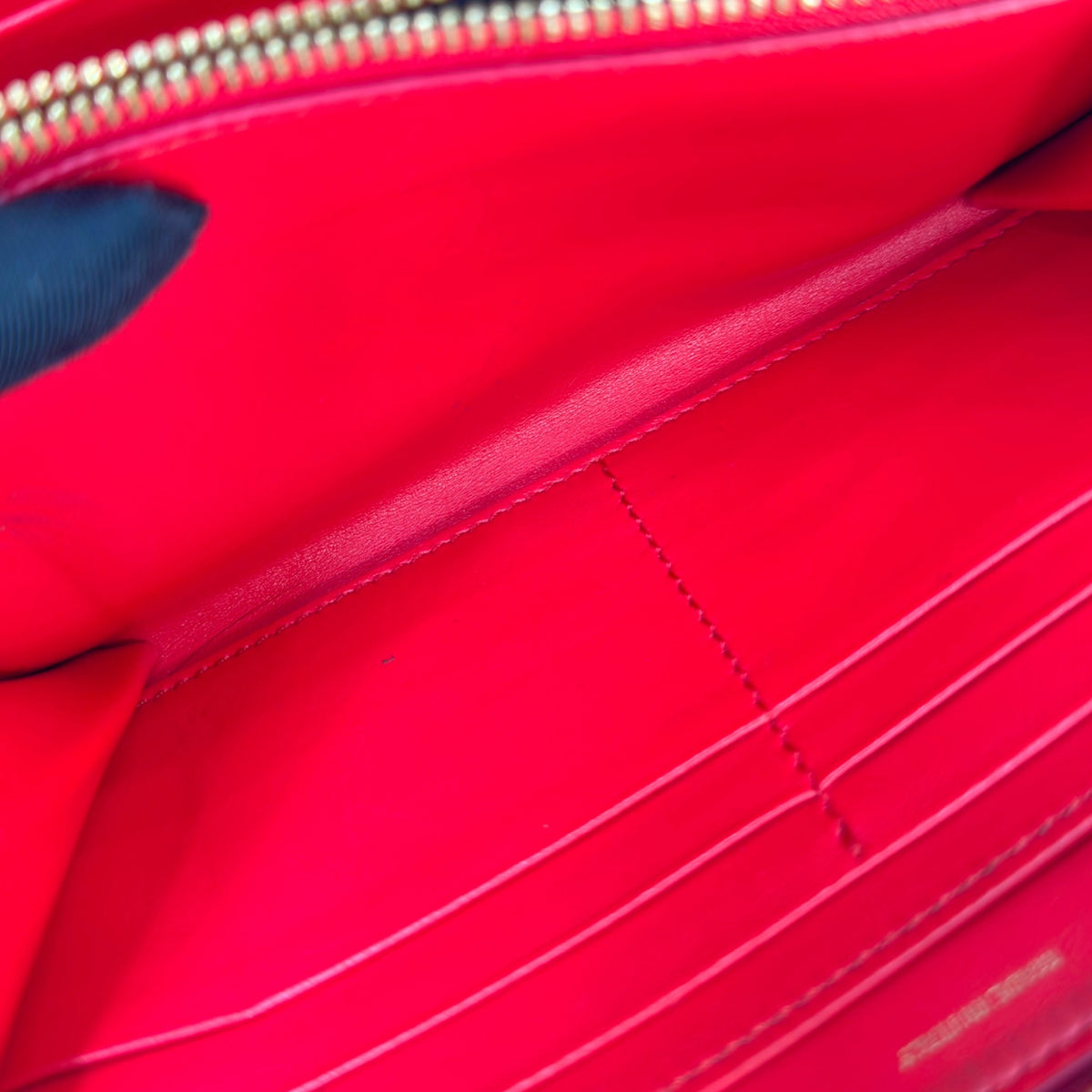 Burberry Red Leather Zip Around Long Wallet