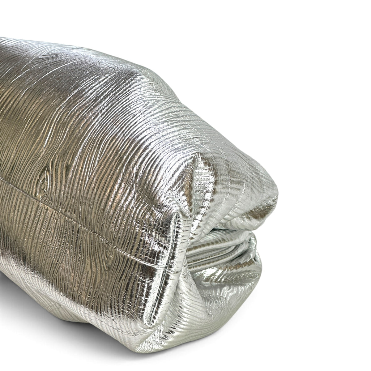 Bottega Venetta Pouch Large Metallic Silver Leather Clutch