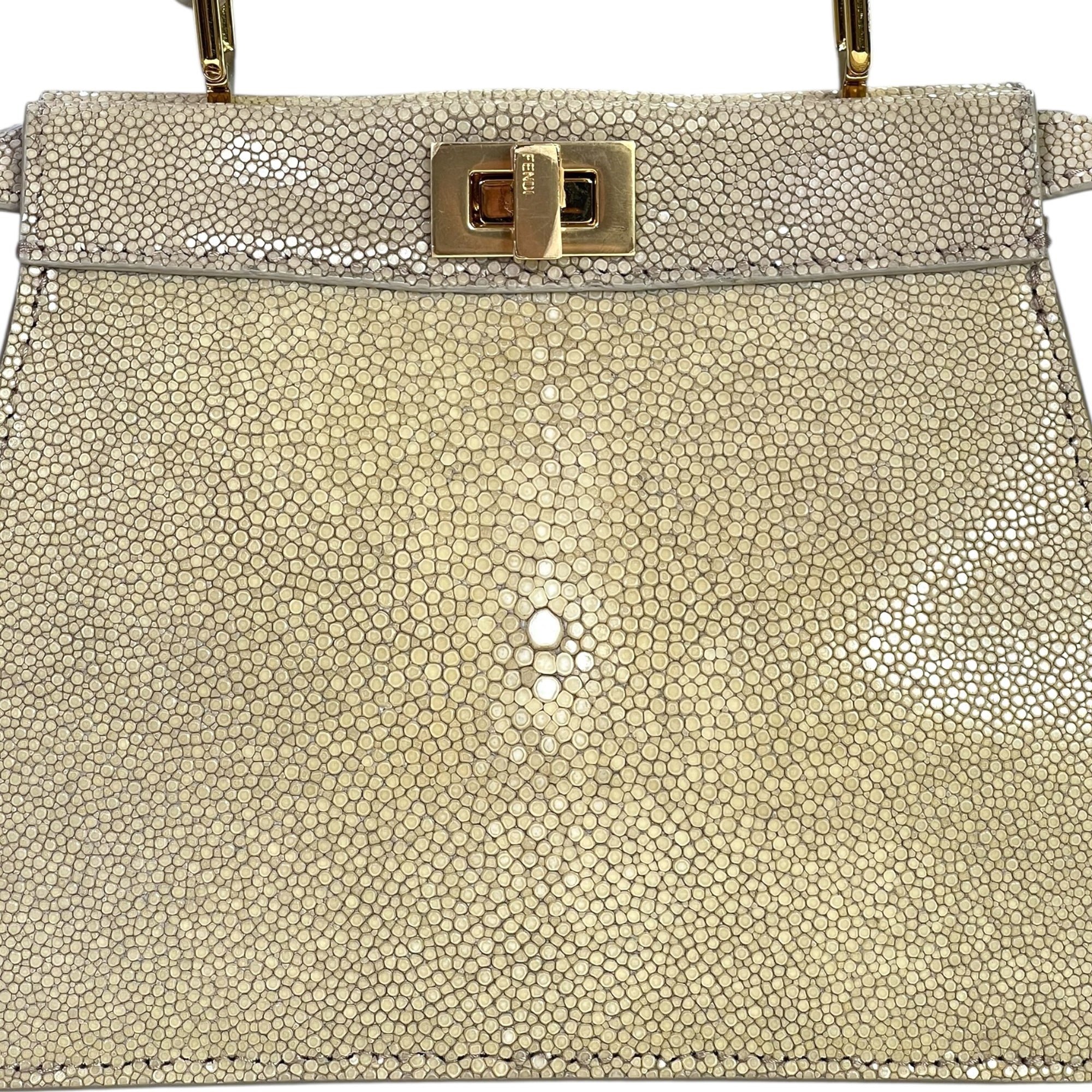 Fendi Stingray Peekaboo ISeeU Petite Bag Beige Leather
