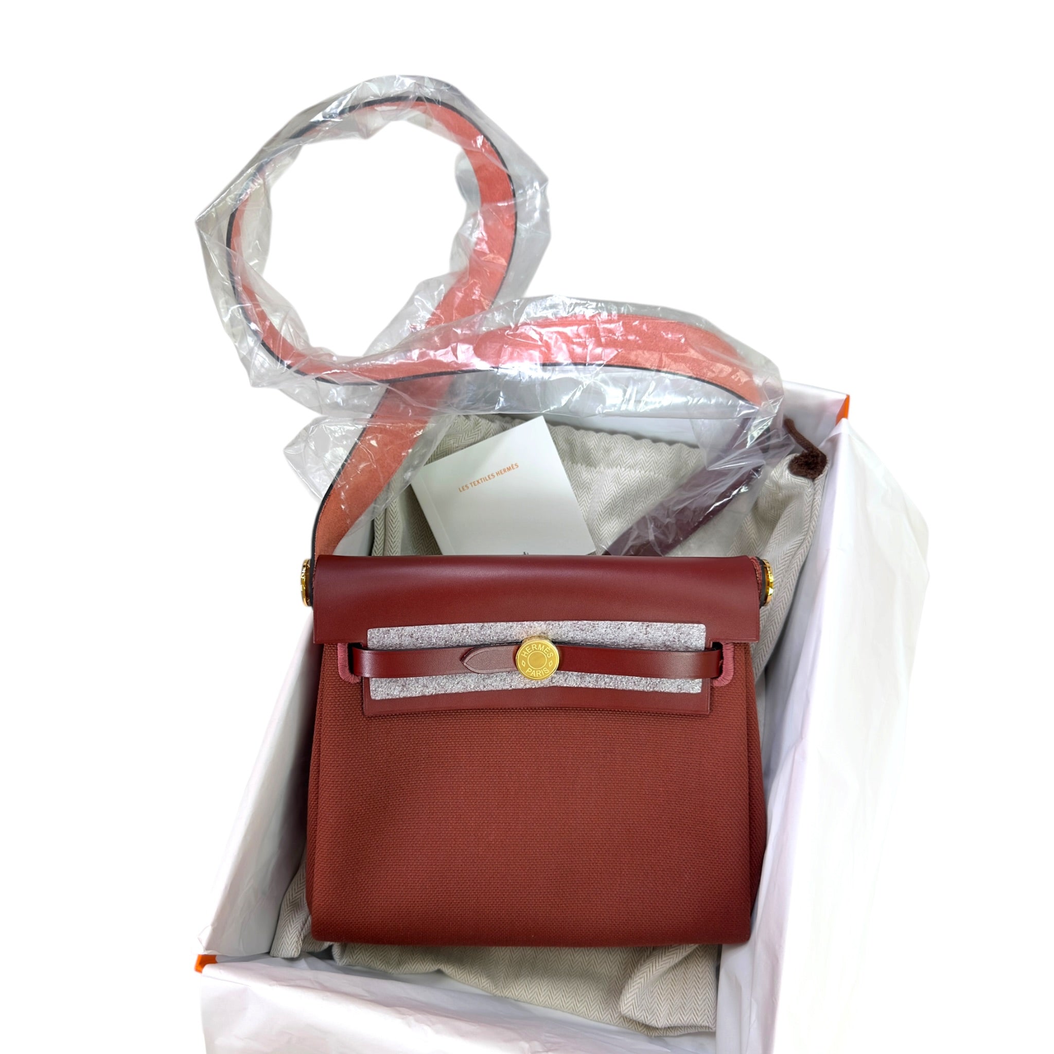 Hermès Herbag Zip 20 Rouge H Canvas GHW