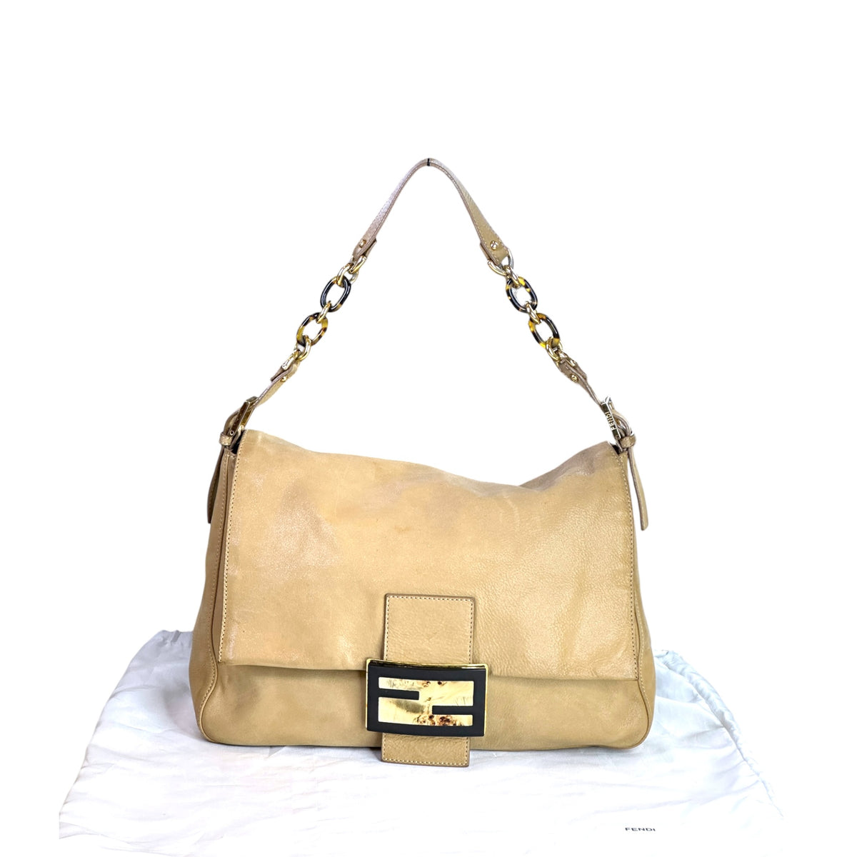 Fendi Mamma Beige Leather Baguette