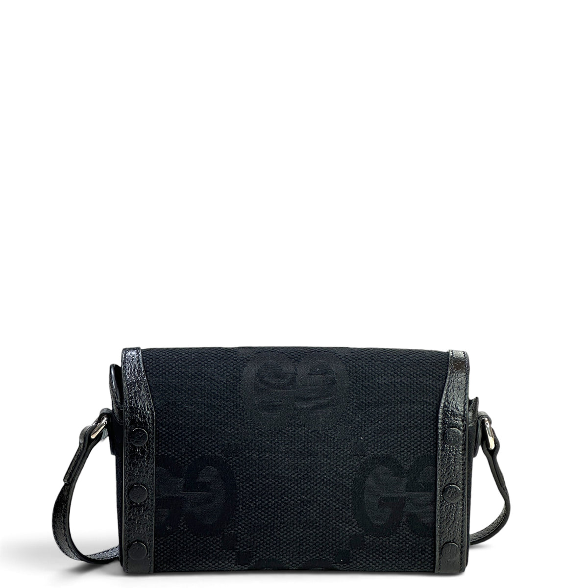 Gucci Horsebit 1955 Jumbo GG Black Canvas Leather Crossbody Bag