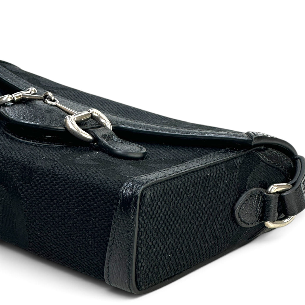 Gucci Horsebit 1955 Jumbo GG Black Canvas Leather Crossbody Bag