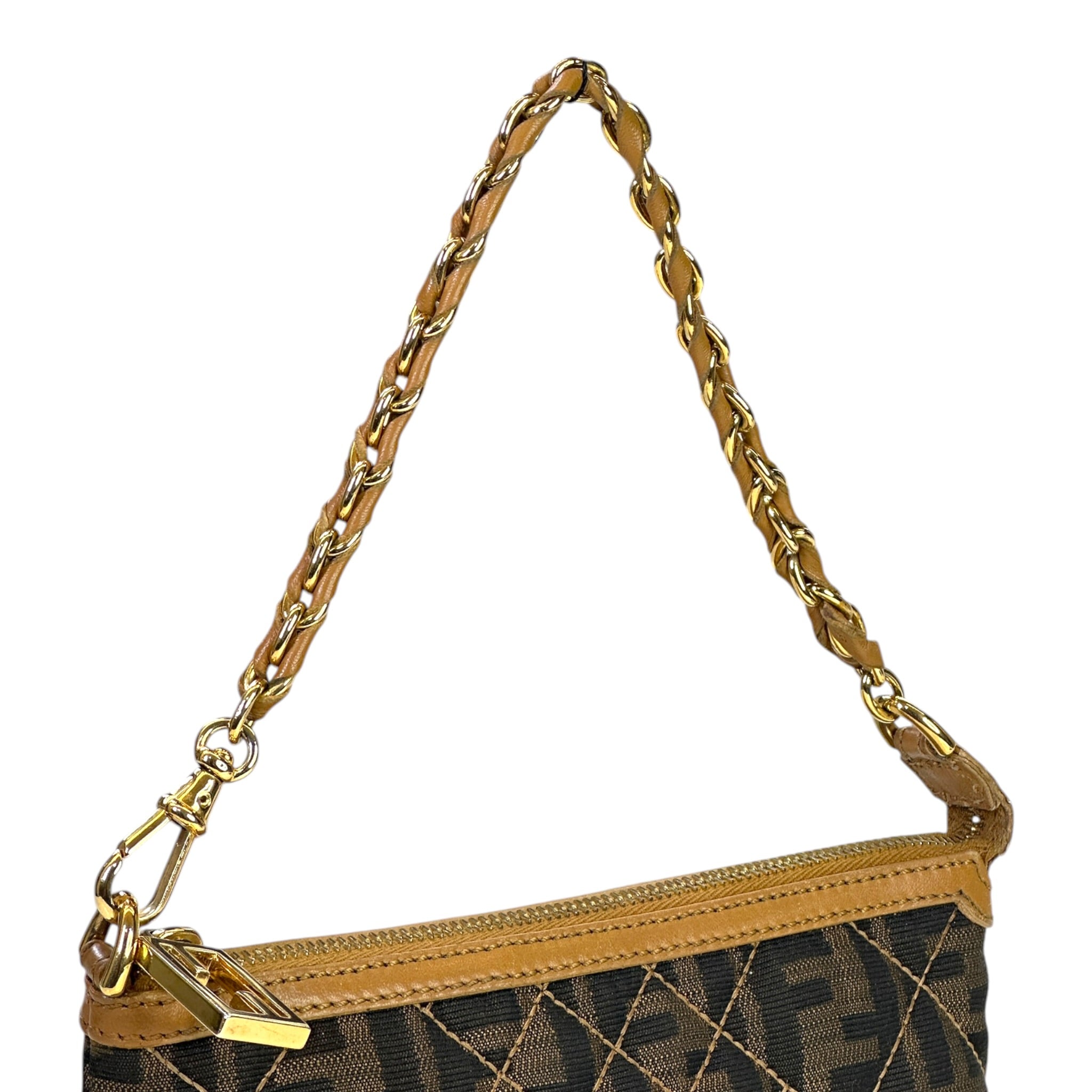 Fendi Zucca Quilted Pochette Bag brown monogram fabric