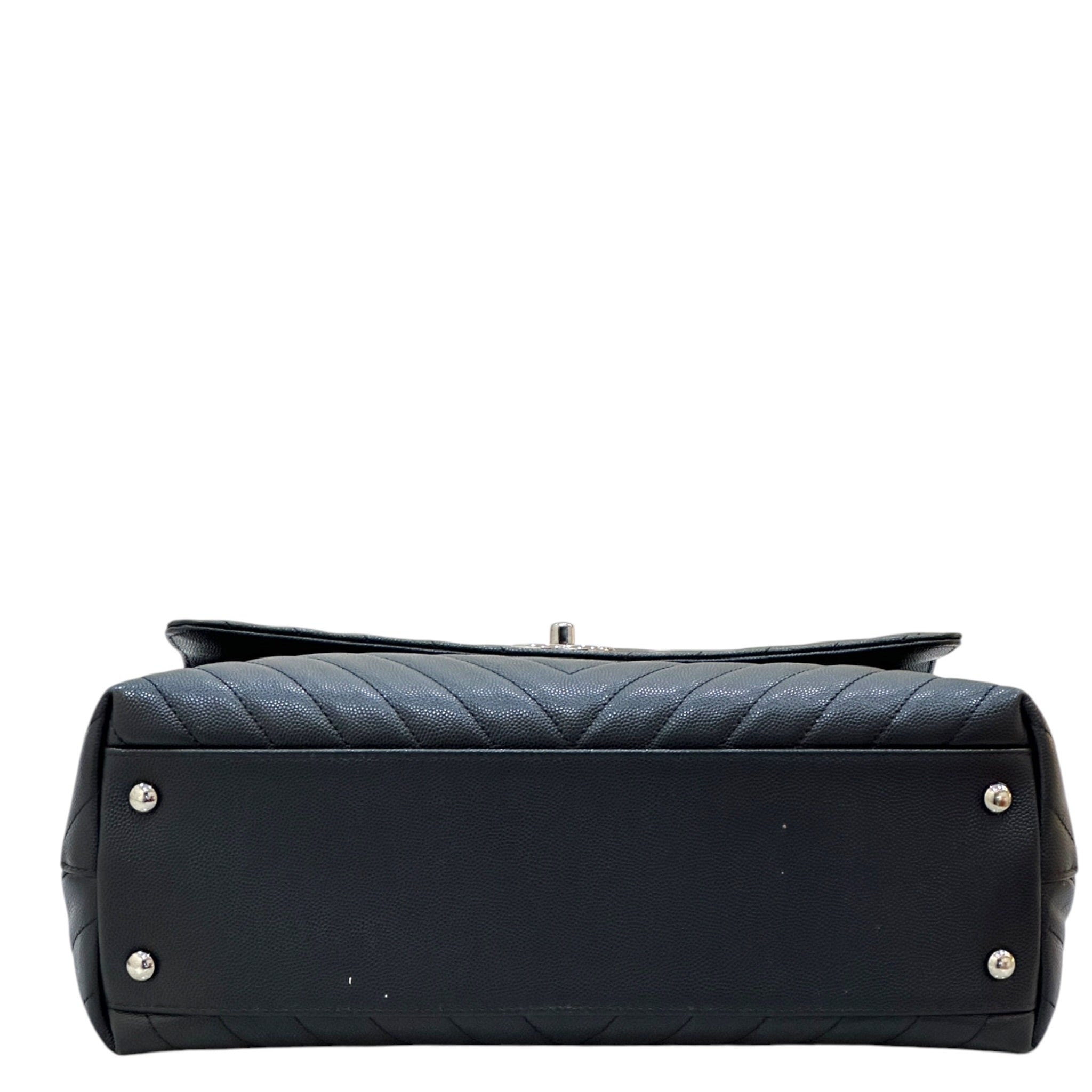 Chanel coc top handle chevron quilted caiviar leather bag