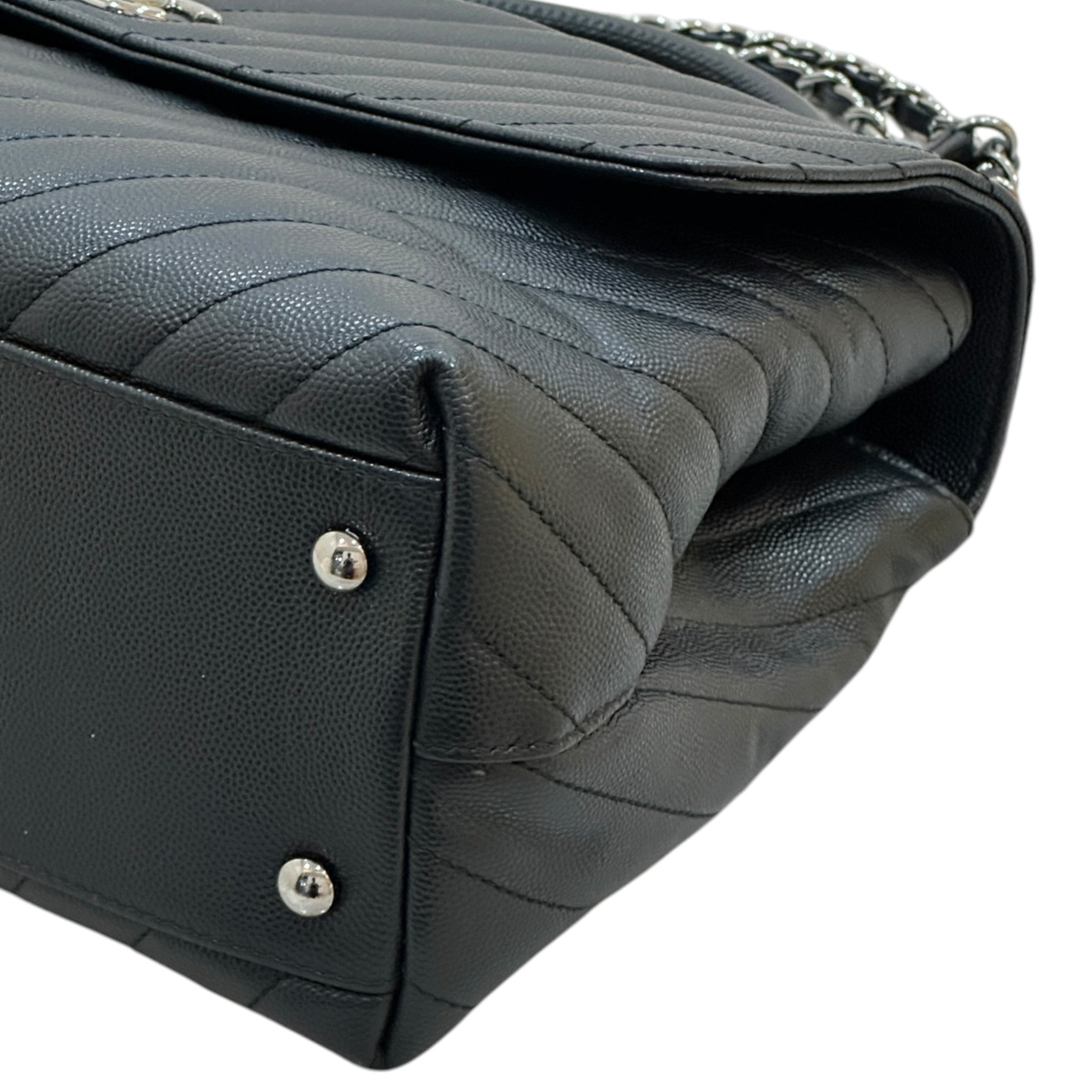 Chanel coc top handle chevron quilted caiviar leather bag