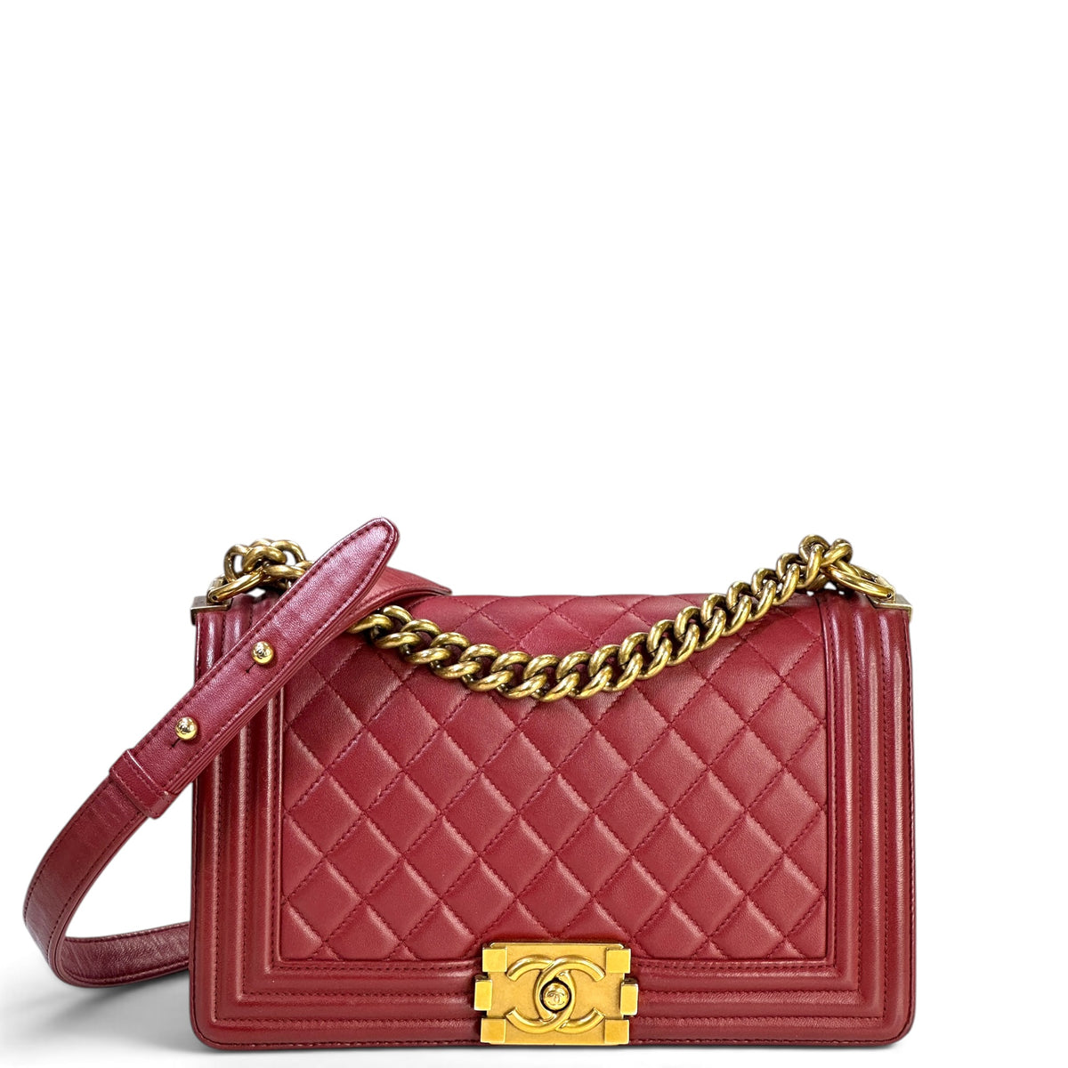 Chanel Boy Flap Burgundy Quilted Leather Shoulder Bag