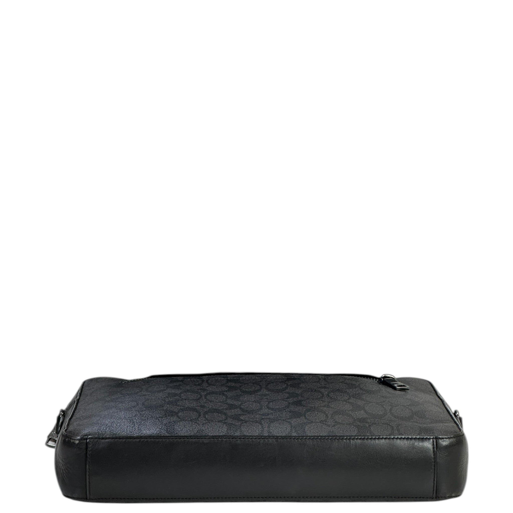 Coach Ethan Slim Brief Black Signature Leather
