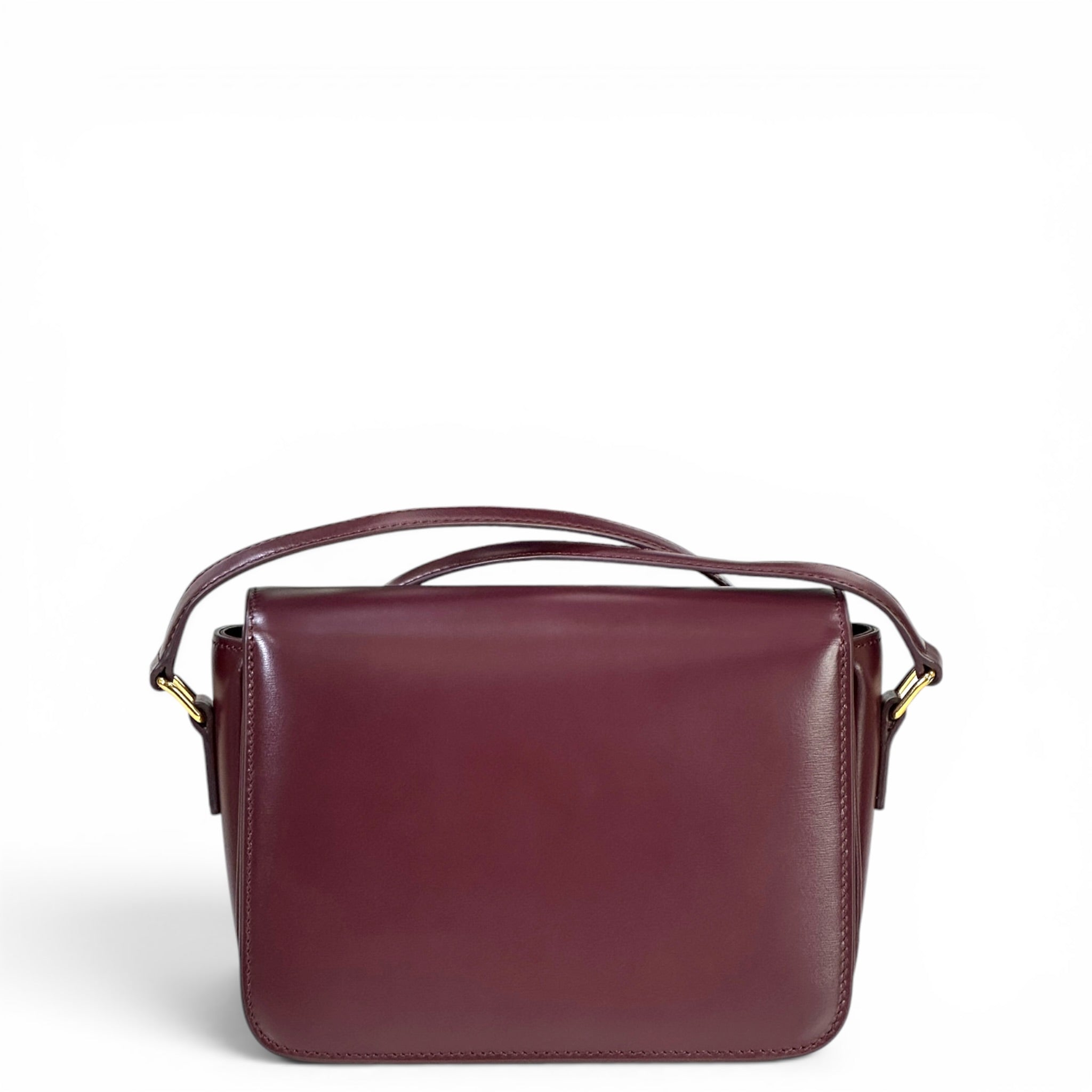 Celine Classique Triomphe Burgundy Calfskin Leather Bag