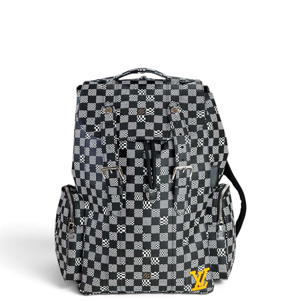 LV Christopher Black-White Leather Backpack