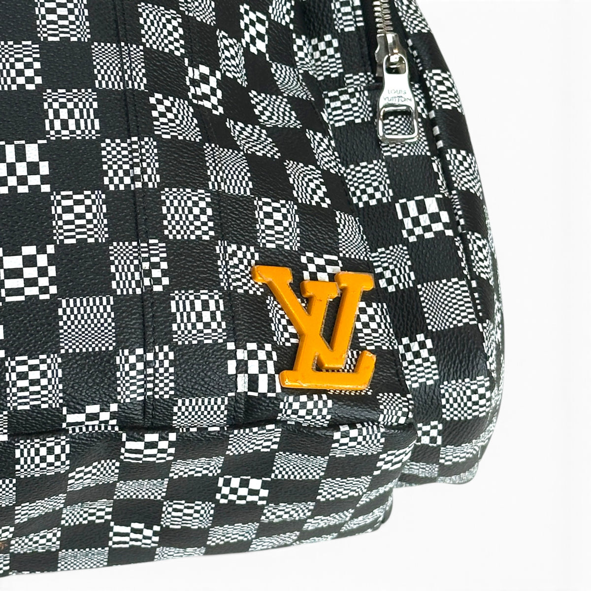 LV Christopher Black-White Leather Backpack