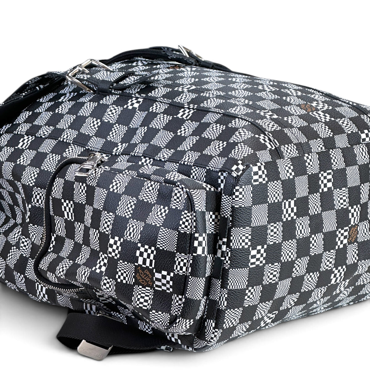 LV Christopher Black-White Leather Backpack