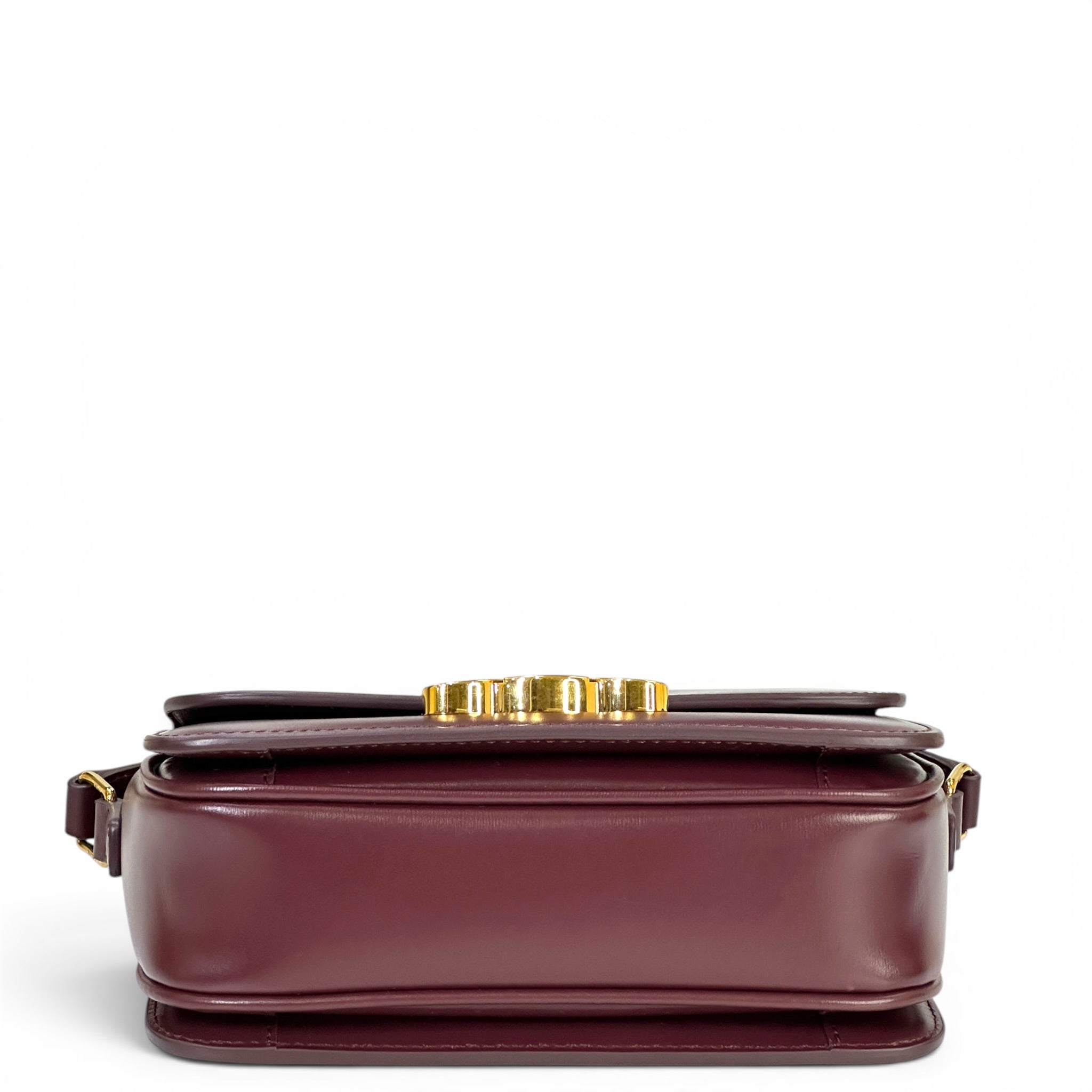 Celine Classique Triomphe Burgundy Calfskin Leather Bag