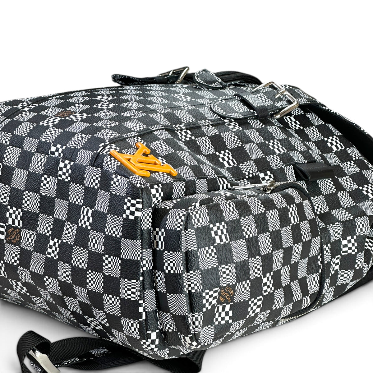 LV Christopher Black-White Leather Backpack