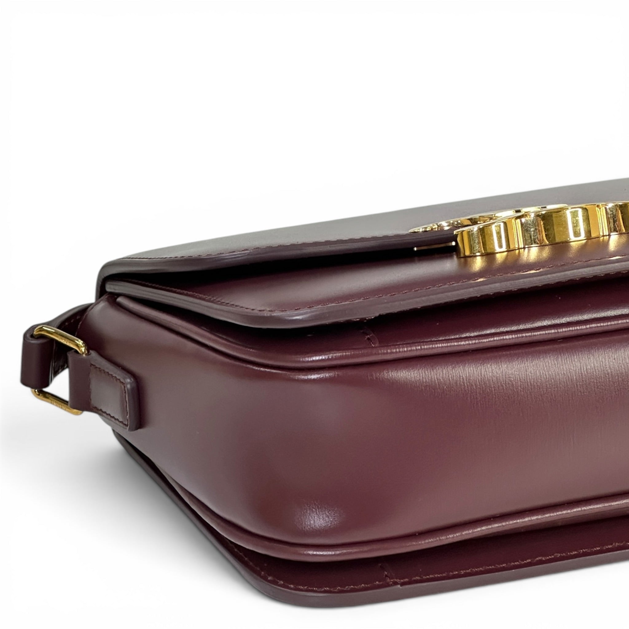 Celine Classique Triomphe Burgundy Calfskin Leather Bag