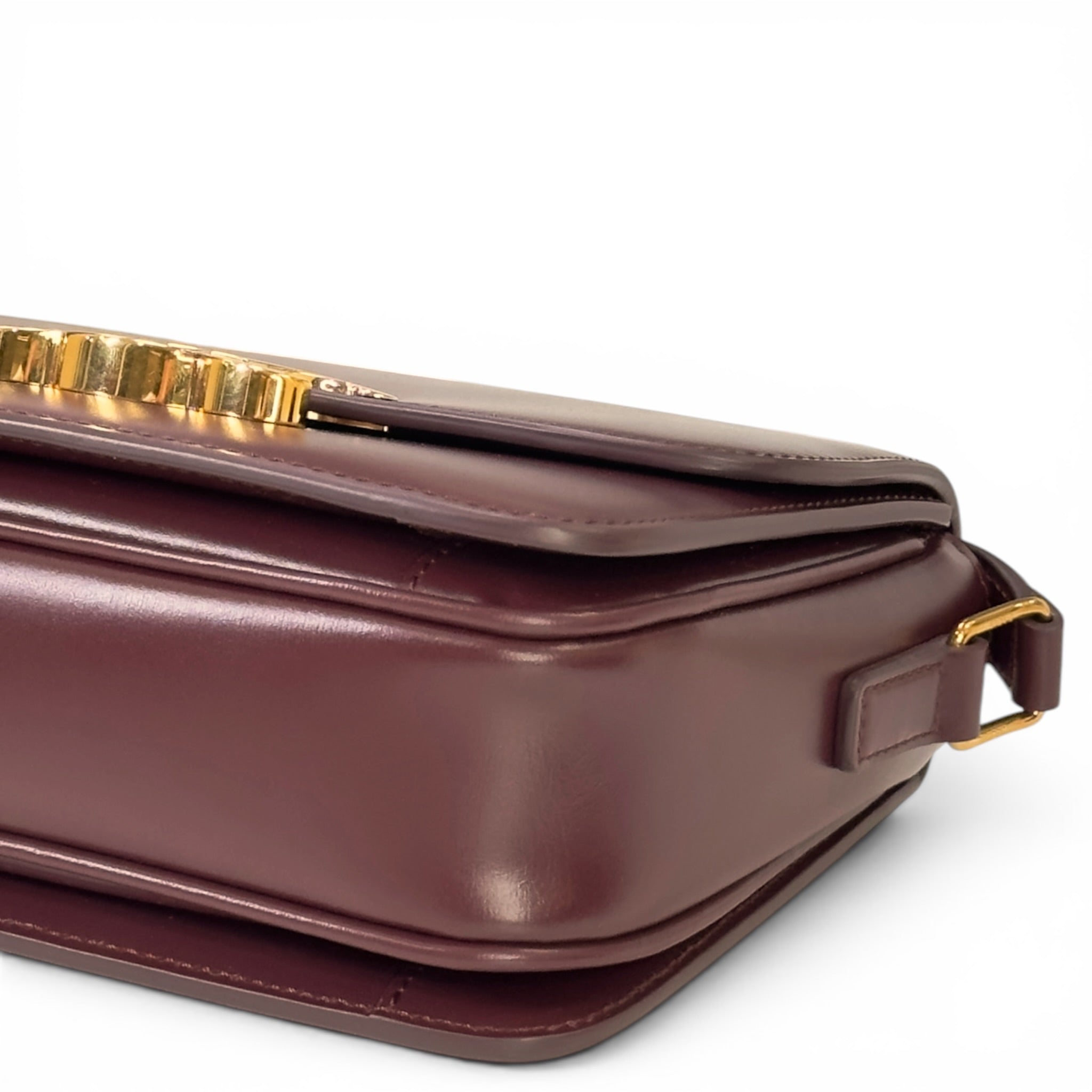 Celine Classique Triomphe Burgundy Calfskin Leather Bag