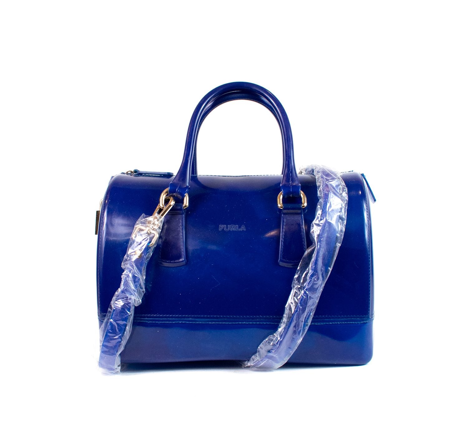 Blue Gloss PVC Candy Satchel Bag