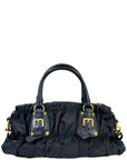 Prada Tessuto Gaufre Satchel Black Nylon Bag