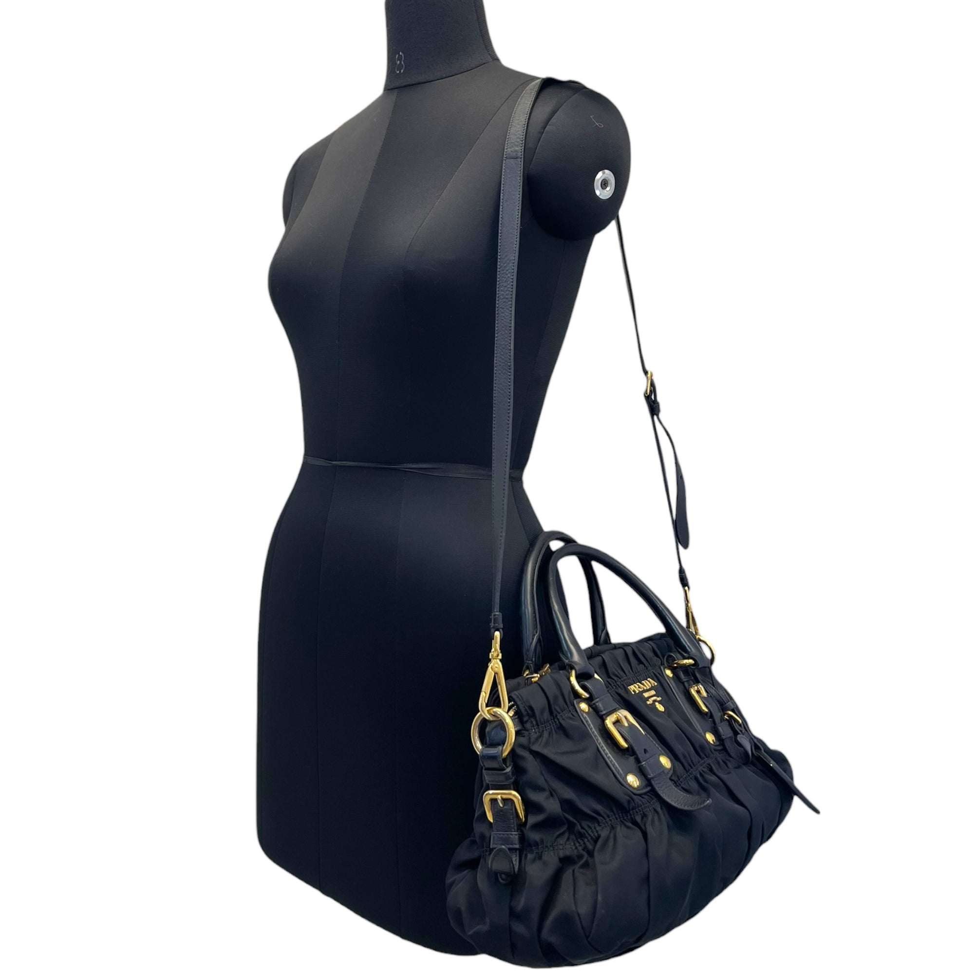 Prada Tessuto Gaufre Satchel Black Nylon Bag