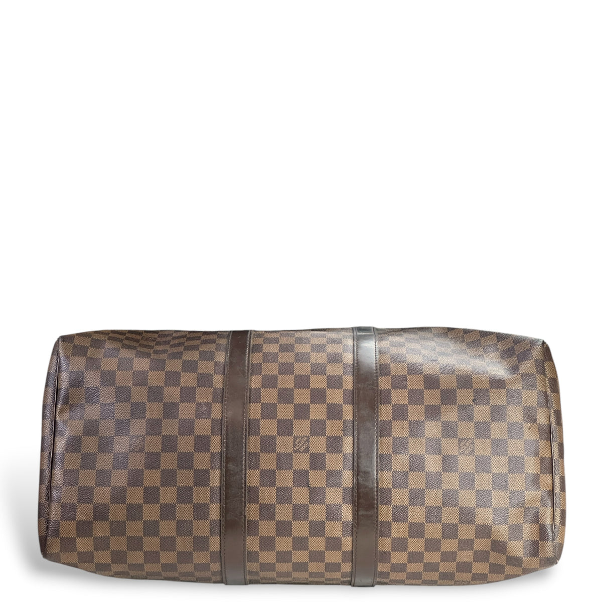 Louis Vuitton Damier Ebene Keepall 55 Brown Leather Travel Bag