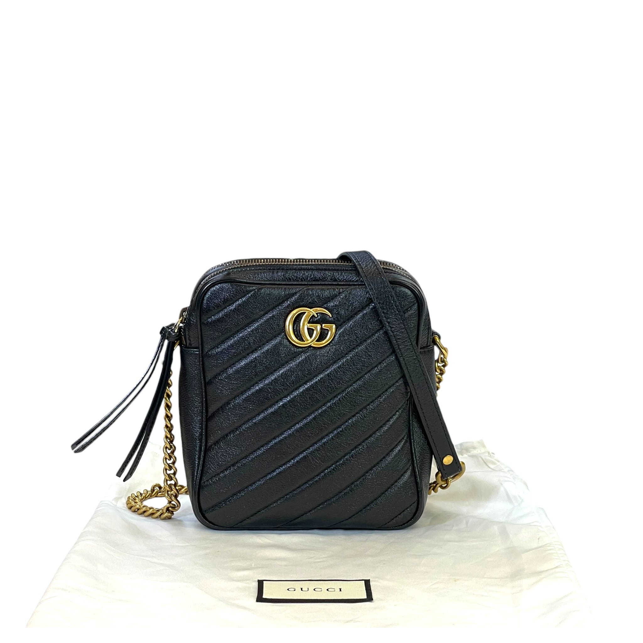 Gucci GG Marmont Camera Bag Black Quilted Leather