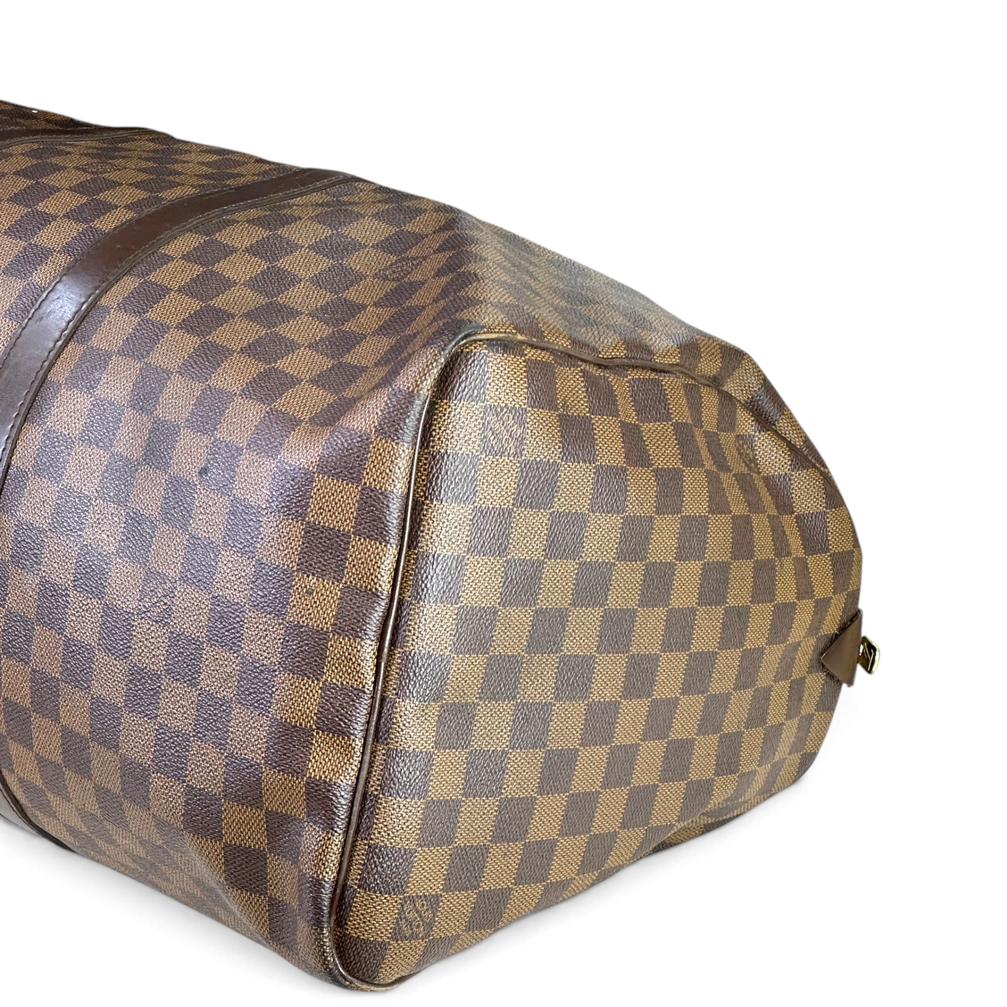Buy Louis Vuitton Damier Ebene Keepall 55 Brown Leather Travel Bag