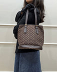 Louis Vuitton Bucket PM Mini Monogram Brown Denim Leather Shoulder Tote Handbag