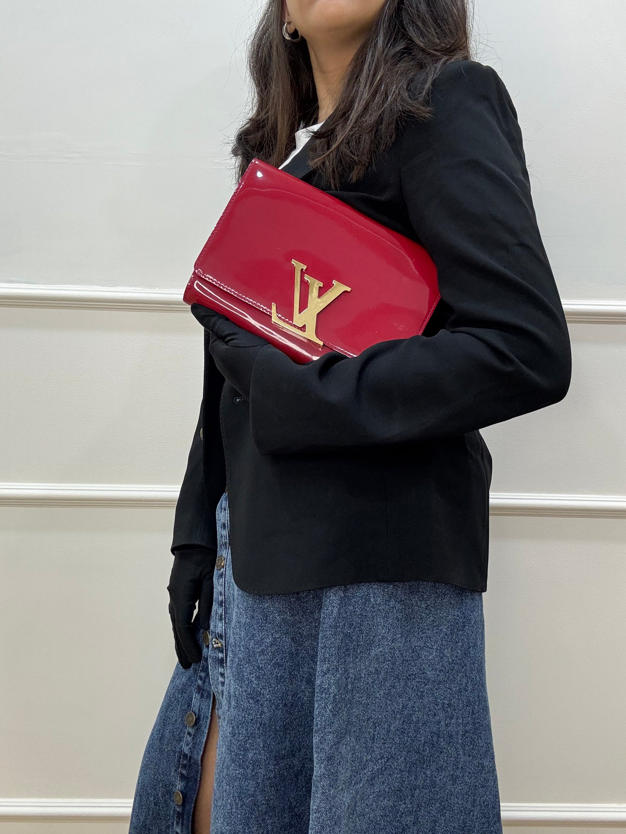 Louis Vuitton Vernis Patent Leather Louise Clutch One Size