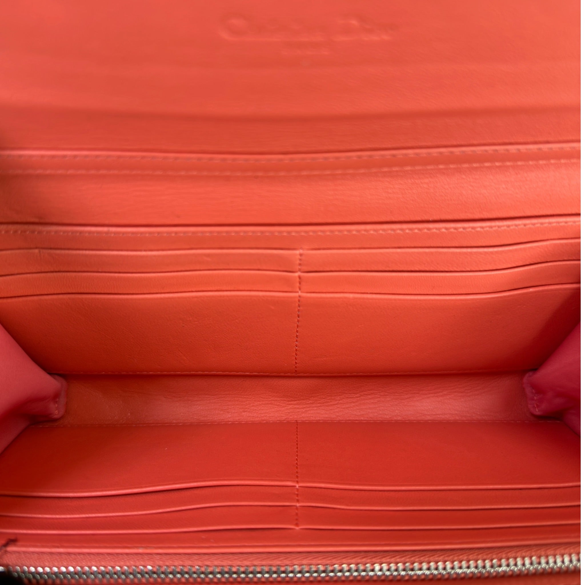 Christian Dior Rendezvous Wallet On Chain Orange Cannage Leather