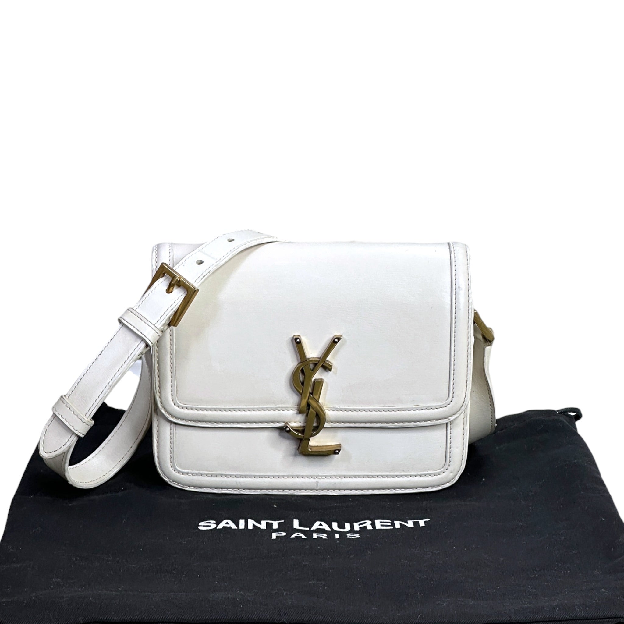 Saint Laurent Solferino Small Satchel White Smooth Leather