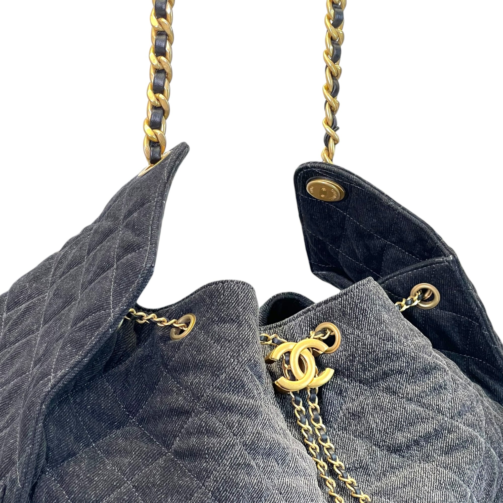 Chanel 25 Medium Handbag Black Washed Denim