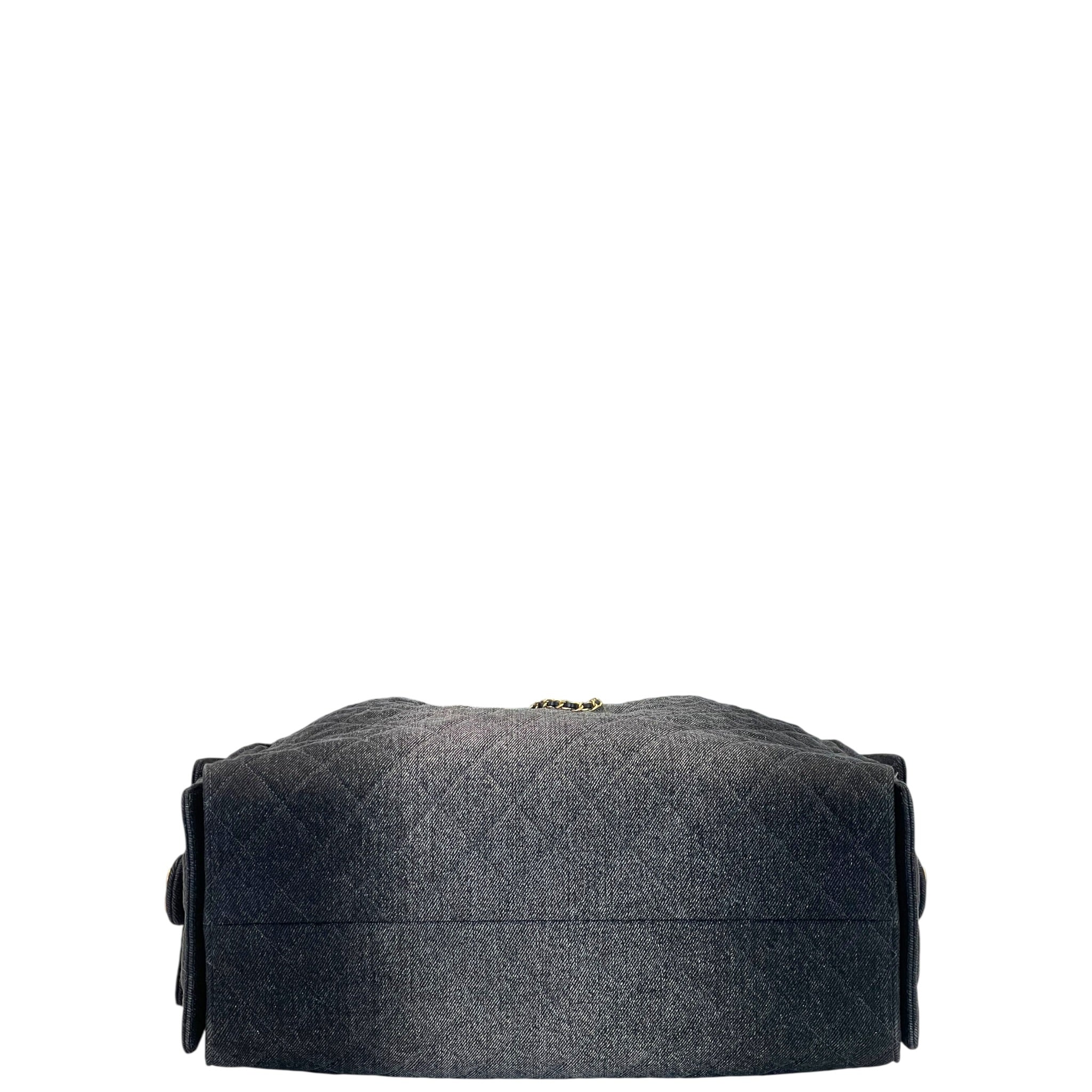 Chanel 25 Medium Handbag Black Washed Denim