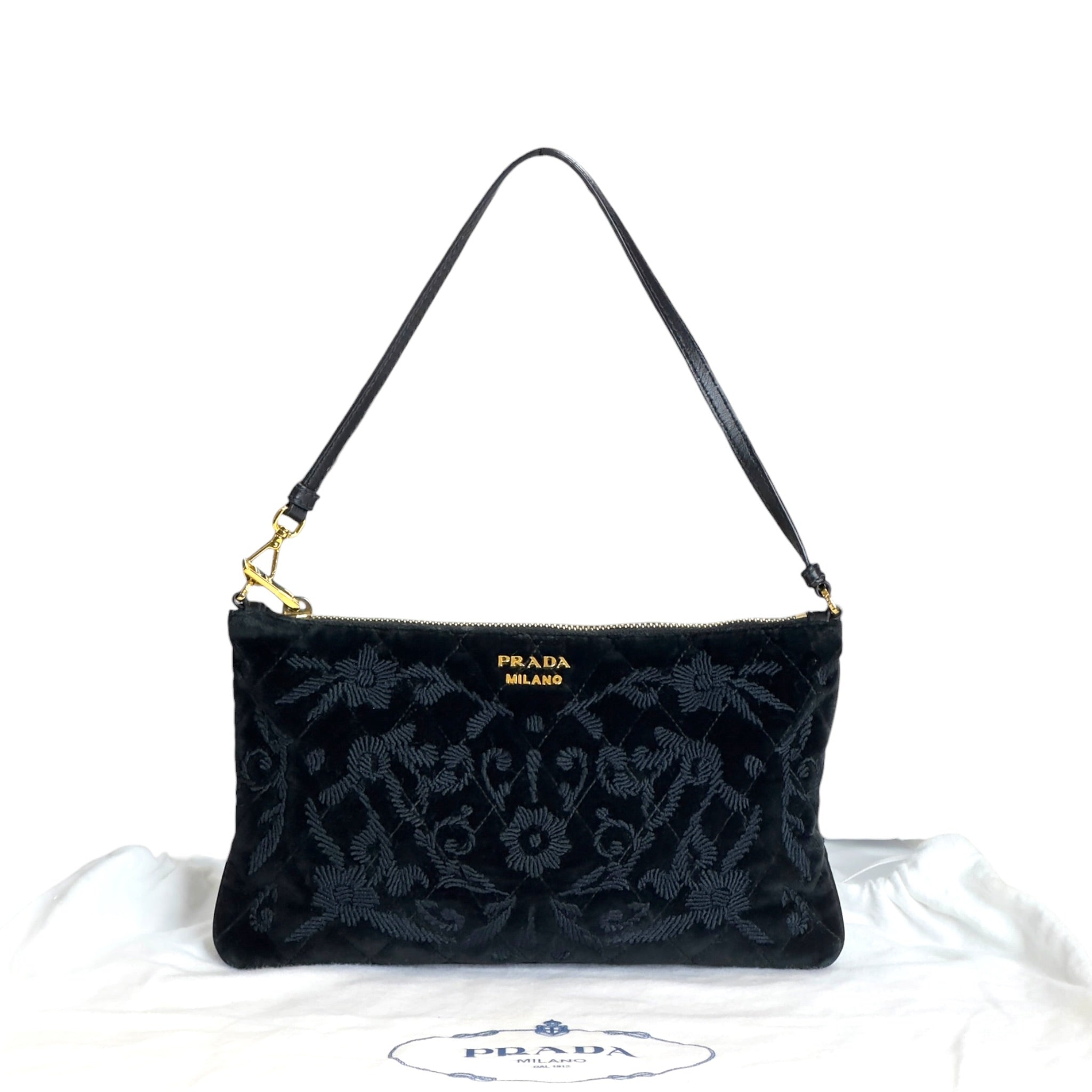 Prada Zip Top Black Shoulder Bag