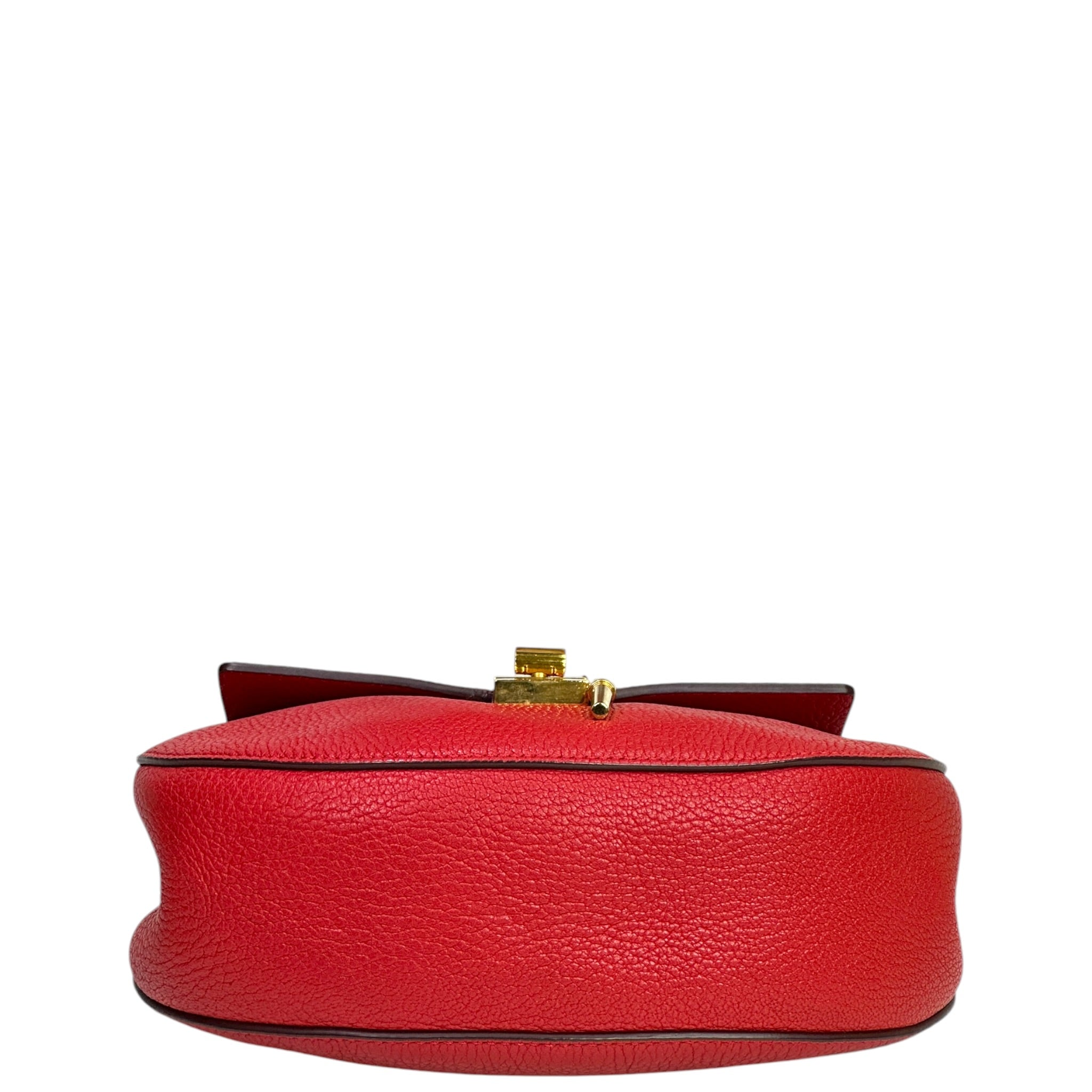 Chloé Drew Chain Shoulder Bag Red Pebbled Leather