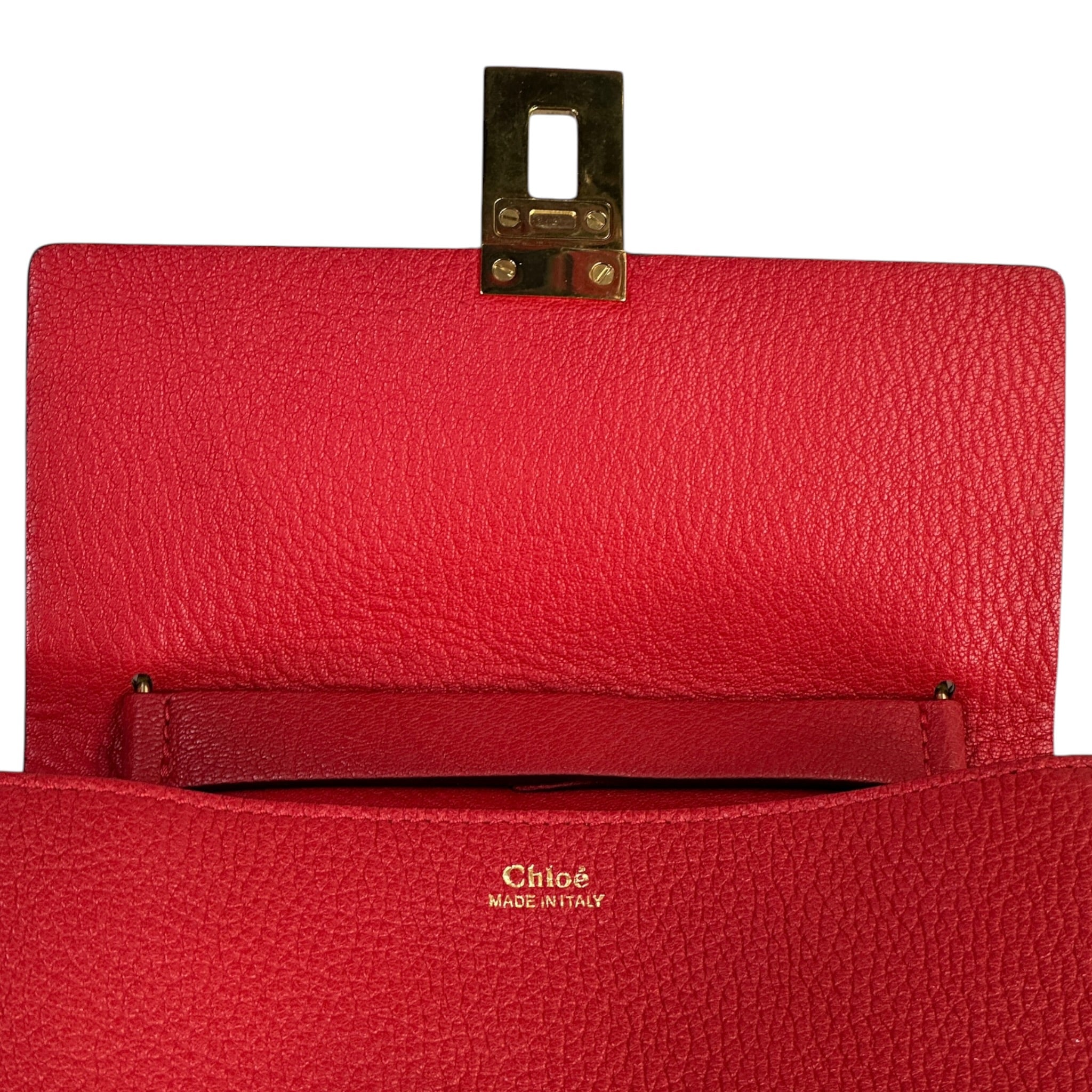Chloé Drew Chain Shoulder Bag Red Pebbled Leather