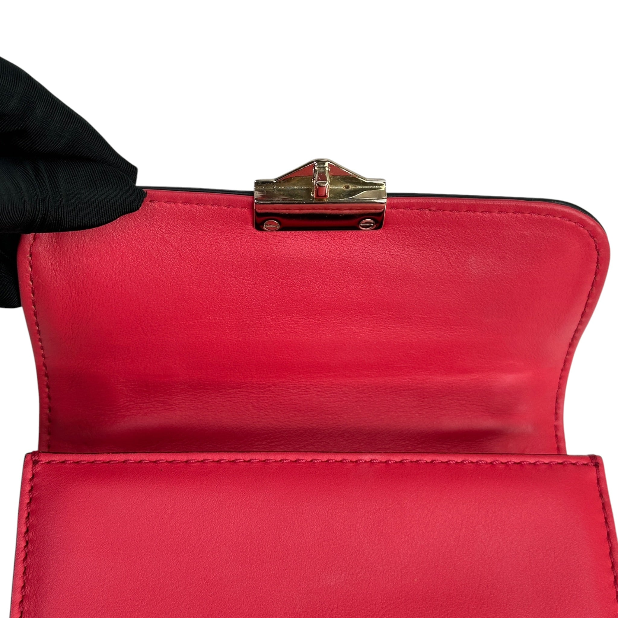 Valentino Garavani Glam Lock Rockstud Shoulder Bag Red Leather