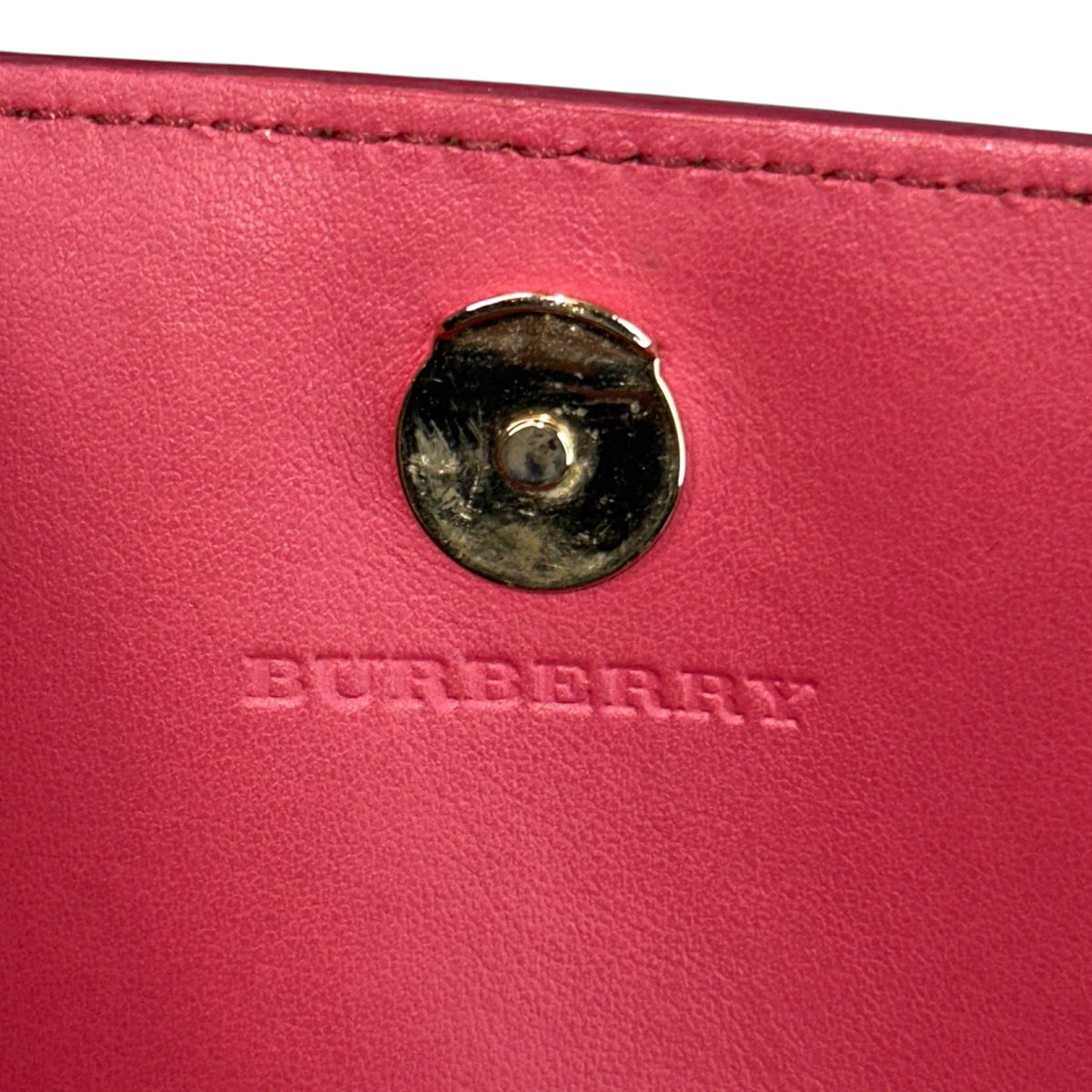 Burberry Haymarket Check Coral Leather Wallet on Chain Bag