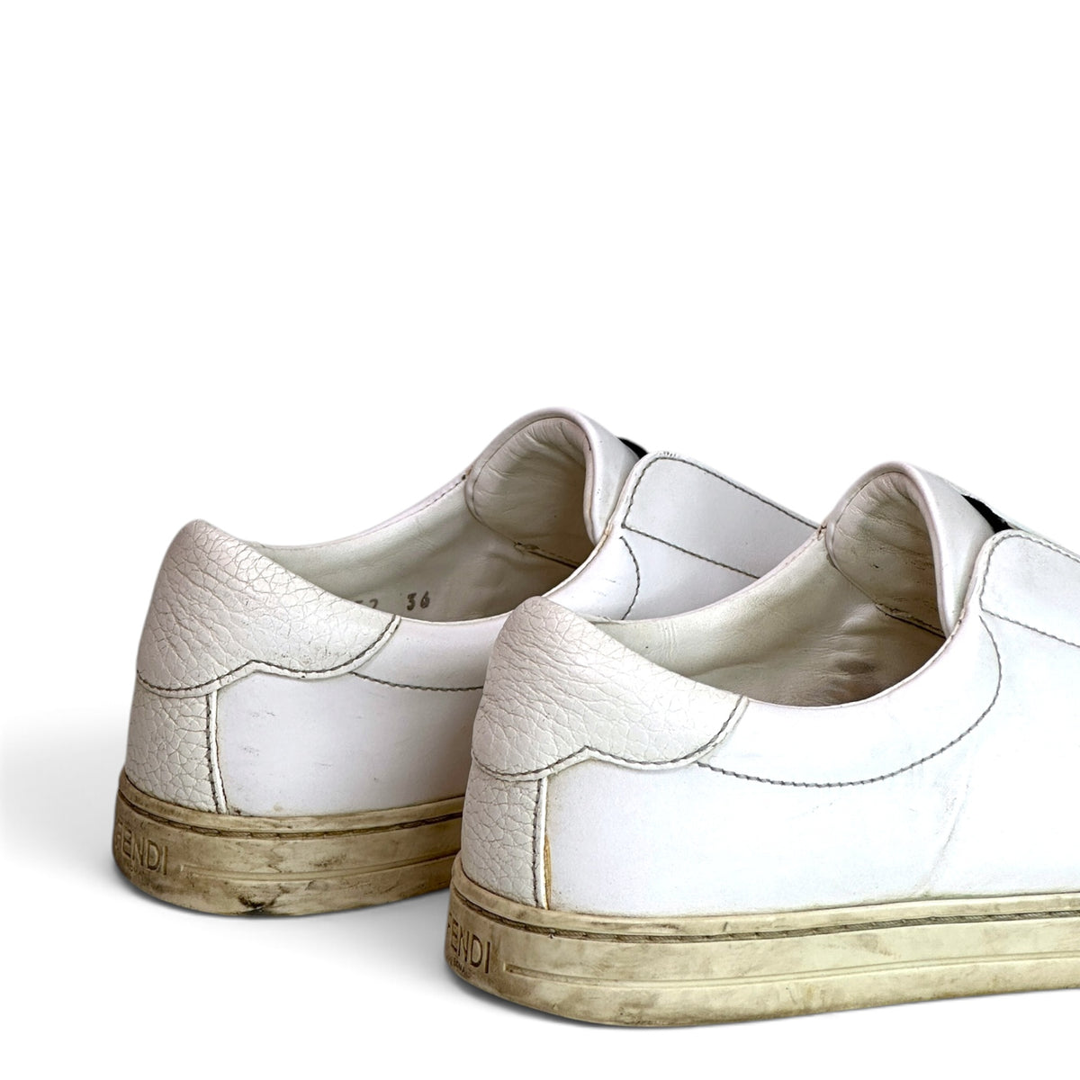 Fendi Vitello Rockoclick White Leather Slip on Sneaker